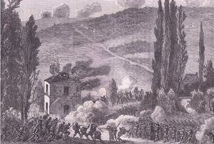 Combat at Chatillon, Cassells, Ranskan ja Saksan välisen sodan historia, julkaisija Cassell and Company Limited, n. 1890 (litho) tekijältä German School