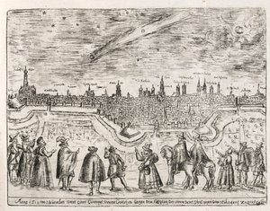 Komeetta nähty Augsburgissa marraskuun lopussa 1618, pub. 1618. tekijältä German School