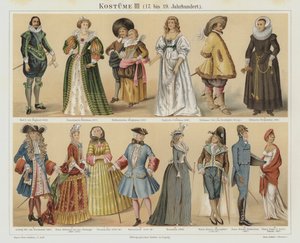 Puvut 1600-1800-luvuilta (värilitho) tekijältä German School