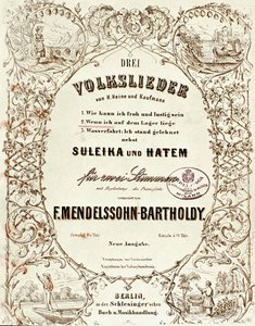 Felix Mendelssohnin kansikuva Drei Volksliederille tekijältä German School