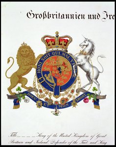 Ison-Britannian ja Irlannin yhdistyneen kuningaskunnan kuninkaan, uskon puolustajan ja Hannoverin kuninkaan harja (n. 1801-37) (katso myös 111318) tekijältä German School