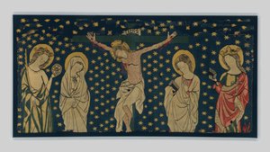 Ristiinnaulitseminen, valmistettu Constancessa, n. 1325–1350 (pellava, villa ja silkki) tekijältä German School
