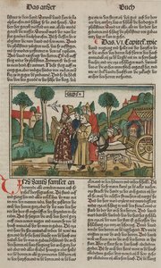 Daavid ja liitonarkki, 1400-luvun loppu (käsinvärinen puupiirros) tekijältä German School