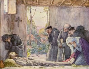 Pyhän Franciscus Assisilaisen kuolema (värilitografia) tekijältä German School