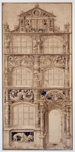 Hans Holbein Le Jeunen (1497-1543) talon julkisivun koristelu (Ec. All.) Dim. 0,58 x 0,27 m Pariisi. Louvren taidemuseo tekijältä German School