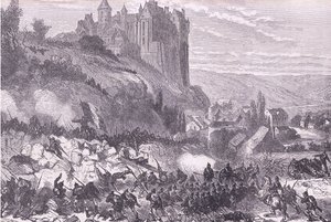 Defence of Chateaudun, Cassells, Ranskan ja Saksan välisen sodan historia, julkaissut Cassell and Company Limited, n. 1890 (litho) tekijältä German School