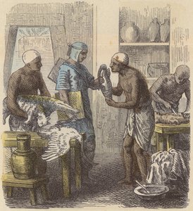 Eläinten balsamointi muinaisessa Egyptissä (värinen kaiverrus) tekijältä German School
