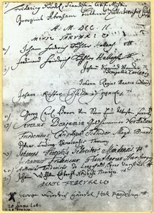 Merkintä Hallen yliopiston asiakirjoihin, jossa Händelin nimi, 1702 tekijältä German School