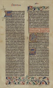 Faksilimile Johannes Gutenbergin 42-rivisesta latinalaisesta Raamatusta vuodelta 1455 (värilitho) tekijältä German School