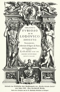 Faksimile italialaisen runoilijan Ludovico Arioston eepos Orlando Furioso vuodelta 1583 ilmestyneestä painoksesta (kuvat) tekijältä German School