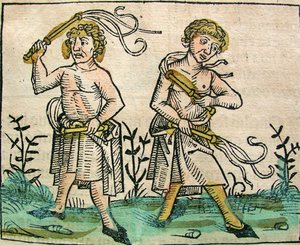 Flagellants, julkaistu Nürnberg Chroniclessa, 1493 tekijältä German School