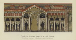 Entinen ostrogoottien kuninkaan Theoderic Suuren palatsi Ravennassa, Italiassa (väri litho) tekijältä German School