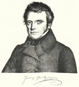 Franz Grillparzer, itävaltalainen näytelmäkirjailija ja runoilija (kaiverrus) tekijältä German School