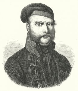 Frederick William, Brunswick-Wolfenbutelin herttua, saksalainen sotilas, joka johti mustia brunswickertejä ranskalaisia vastaan heidän miehittäessään Saksaa Napoleonin sodissa (kaiverrus) tekijältä German School
