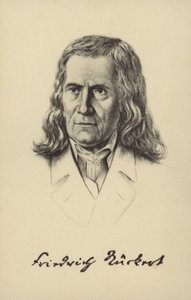 Friedrich Rueckert (1788-1866), saksalainen runoilija, kääntäjä ja itämaisten kielten professori (litografia). tekijältä German School