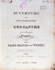 Etukappale Carl von Weberin oopperasta "Euryanthe" (litho) tekijältä German School