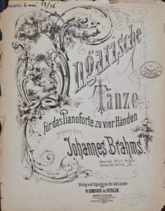 Johannes Brahmsin (1833-1897) unkarilaisten tanssien etukappale (Unkarilainen tanssi) tekijältä German School
