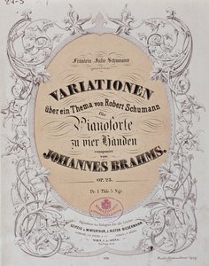 Johannes Brahmsin (1833-1897) "Variations on a Theme by Robert Schumann" (op. 23) etukappale tekijältä German School