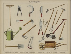 Puutarhavälineet (väri litho) tekijältä German School