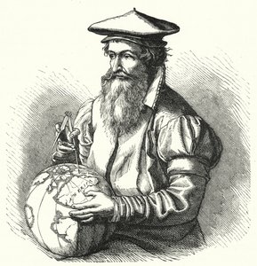 Gerardus Mercator, flaamilainen maantieteilijä ja kartografi (kaiverrus) tekijältä German School