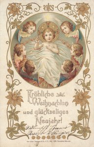 Saksalainen joulukortti (väri litho) tekijältä German School