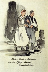 Saksalainen sairaanhoitaja tukemassa haavoittunutta miestä. 1942. tekijältä German School