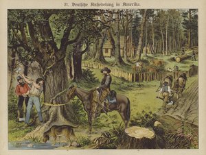 Saksalaiset Amerikassa (väri litho) tekijältä German School
