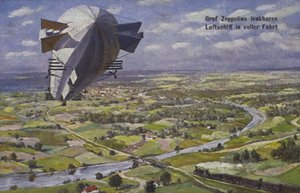Kreivi Ferdinand von Zeppelinin ilmalaiva lennossa tekijältä German School