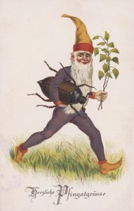 Tervehdyskortti helluntain tai helluntaipäivän kunniaksi. (chromolitho) tekijältä German School
