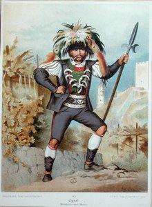 Viinitarhojen vartiointi Meranissa Tirolissa (väri litho) tekijältä German School