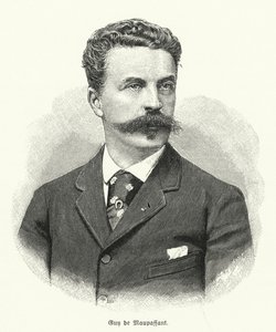 Guy de Maupassant, ranskalainen novellikirjailija (litho) tekijältä German School