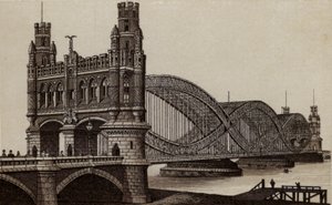 Hampuri: Neue Elbbrücke, Uusi silta Elben yli (litho) tekijältä German School