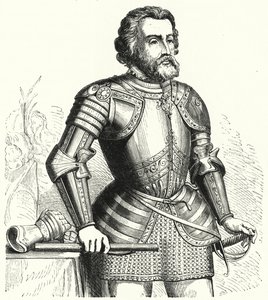 Hernan Cortes, espanjalainen valloittaja (kaiverrus) tekijältä German School