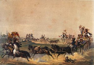 Unkarilainen hääkulkue, n. 1855 (värilitho) tekijältä German School