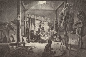 Pohjois-Amerikan intiaanipäällikön kota (kaiverrus) tekijältä German School