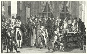 Leipzigin Richterin kahvilan sisustus, c1800 (kaiverrus) tekijältä German School