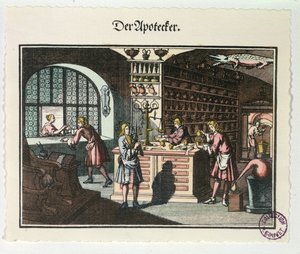 Apteekin sisustus, n. 1700 tekijältä German School