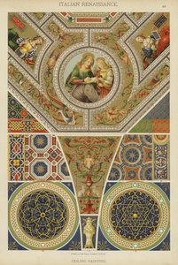 Italian renessanssi, kattomaalaus (väri litho) tekijältä German School