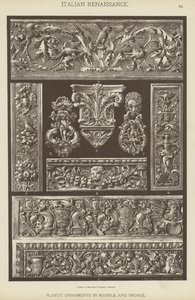 Italian renessanssi, muovisia koristeita marmorista ja pronssista (väri litho) tekijältä German School