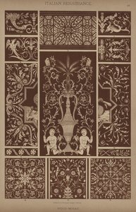 Italialainen renessanssi, puumosaiikki (väri litho) tekijältä German School