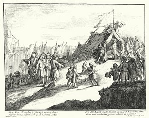Englannin James II viettää yön 15.–16. marraskuuta 1688 köyhässä kalastajan mökissä (kaiverrus) tekijältä German School