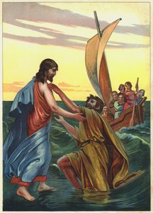 Jeesus kävelee veden päällä (värilitografia) tekijältä German School
