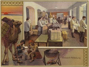 K ja S Popov Brothers mainos (värillinen litografia) tekijältä German School