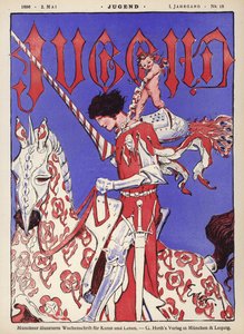 Ritari hevosen selässä (väri litho) tekijältä German School
