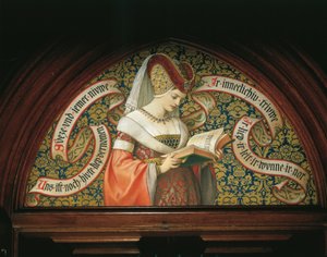Nainen lukee "Tristan ja Isolde" (seinämaalaus) tekijältä German School