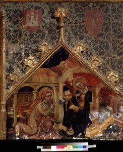 ""The Annunciation"" (The Annunciation) Maalaus puulle 1400-luvun saksalaisen koulukunnan Pushkin-museosta Moskovassa tekijältä German School