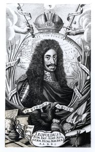 Leopold I (1640-1705), Unkarin kuningas ja Pyhän Rooman keisari, kaiverrus Philipp Kilian (1628-93) tekijältä German School