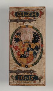 Prinssi Otto von Hessen varsijousipulttilaatikon kansi, 1615 (maalattu puu) (katso myös 312140-43)