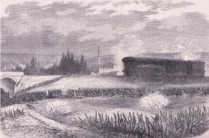 Veturipatterit toiminnassa, Cassells History of the War Ranskan ja Saksan välillä, julkaisija Cassell and Company Limited, n. 1890 (litho) tekijältä German School