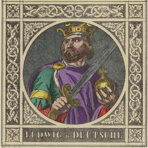 Ludwig D Deutsche, 840-876 (värillinen kaiverrus) tekijältä German School